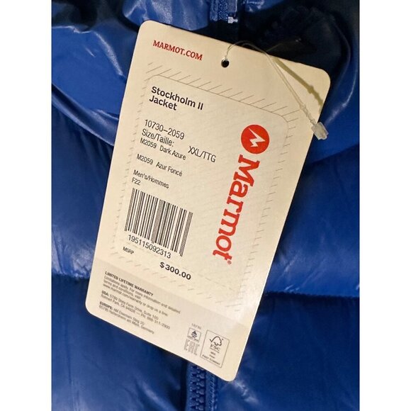 Marmot Men's Stockholm Down Puffy Jacket, Dark Blue/Azure, Size XXL, NWT - Picture 8 of 10